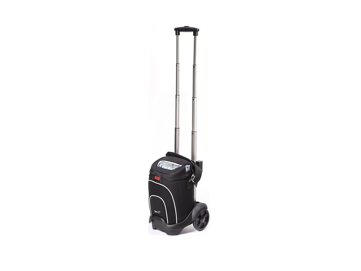 zen o gce healthcare oxygen device left with trolley
